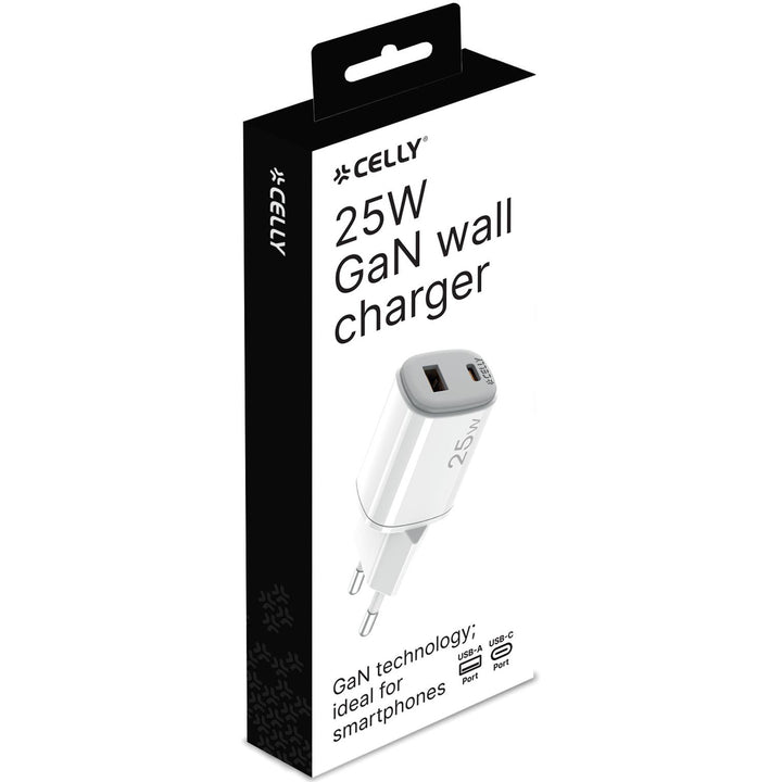 USB-laddare GaN 1 x USB-A + 1 x USB-C PD 25W