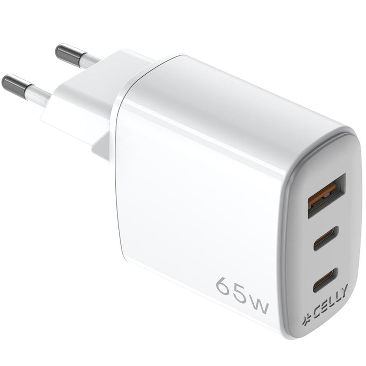 USB-laddare GaN 1 x USB-A + 2 x USB-C PD 65W