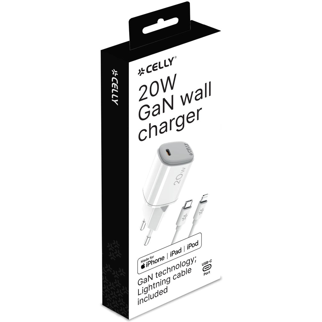 USB-laddare GaN 1 x USB-C PD 20W + Lightning-kabel
