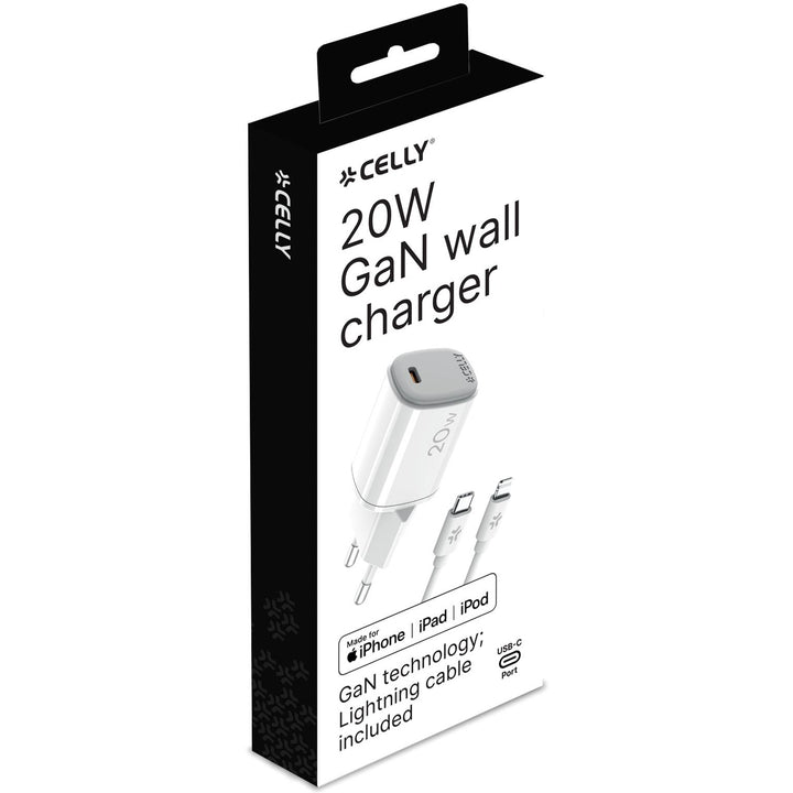 USB-laddare GaN 1 x USB-C PD 20W + Lightning-kabel