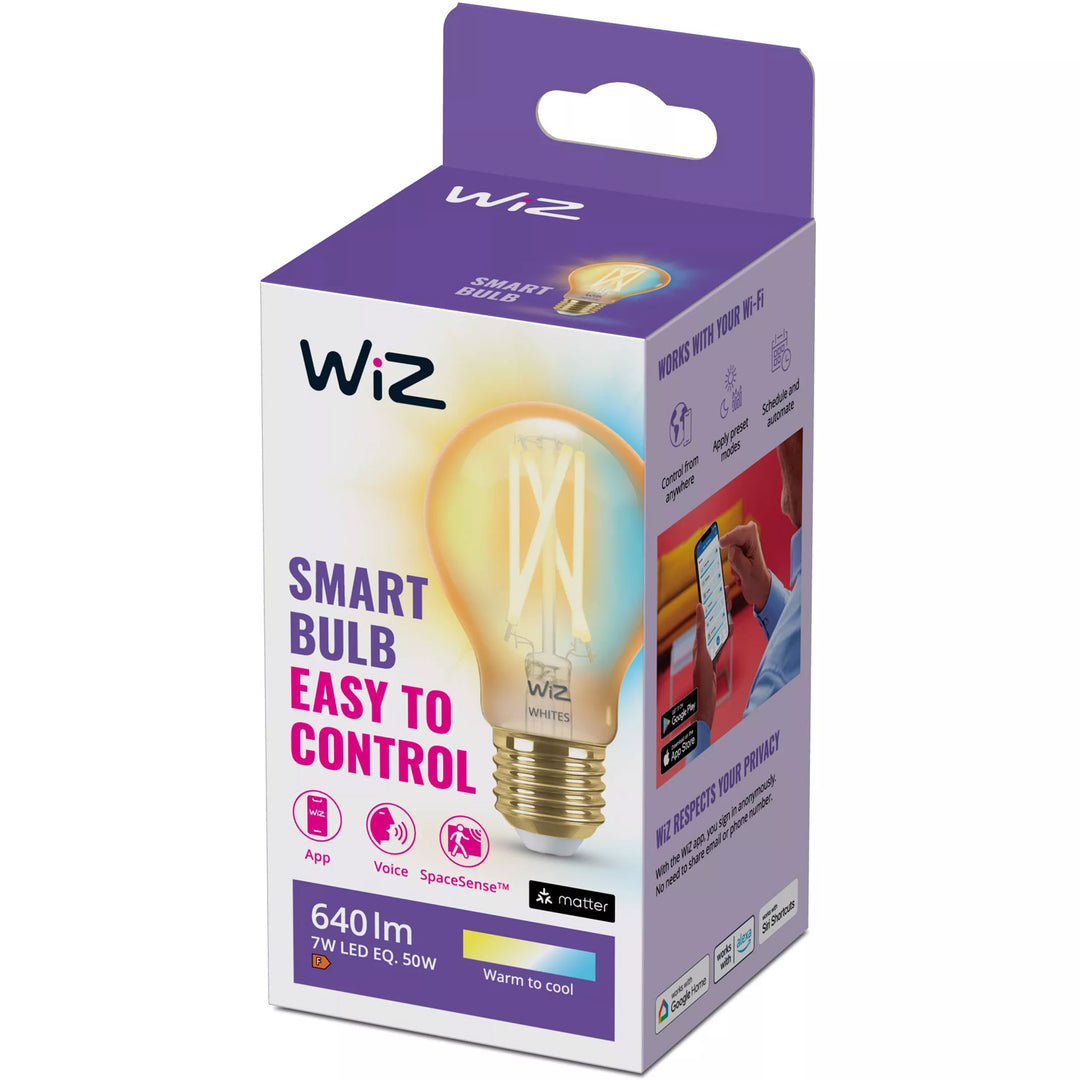 WiFi Smart LED E27 50W Filament Bärnstensgul Varm-kallvit 640 lm