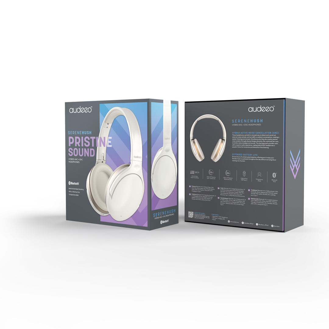 Hörlurar Over-Ear Hybrid ANC ENC Serenehush Vit