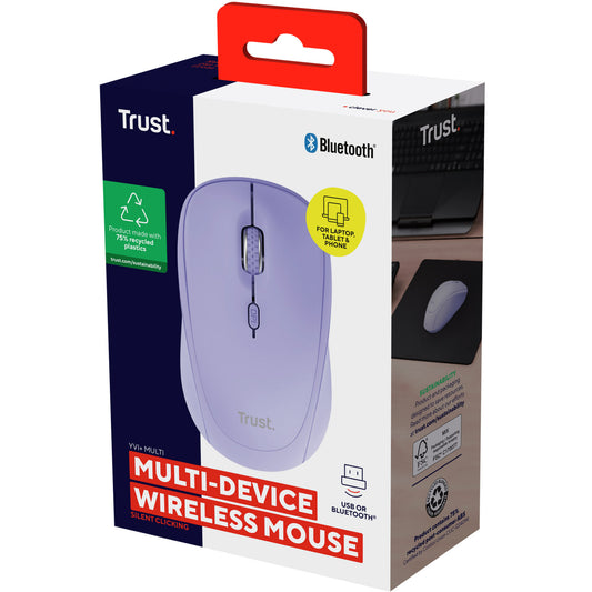 Yvi+ Trådlös mus Bluetooth / 2,4 GHz Lila