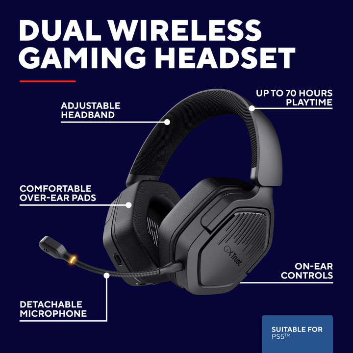 GXT 493PS Carus Trådlöst gamingheadset PS5 Svart