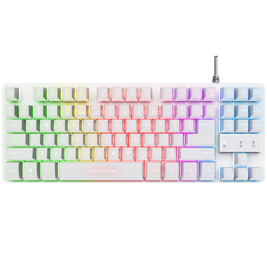 GXT 833W Thado Gamingtangentbord TKL RGB Nordisk layout Vit