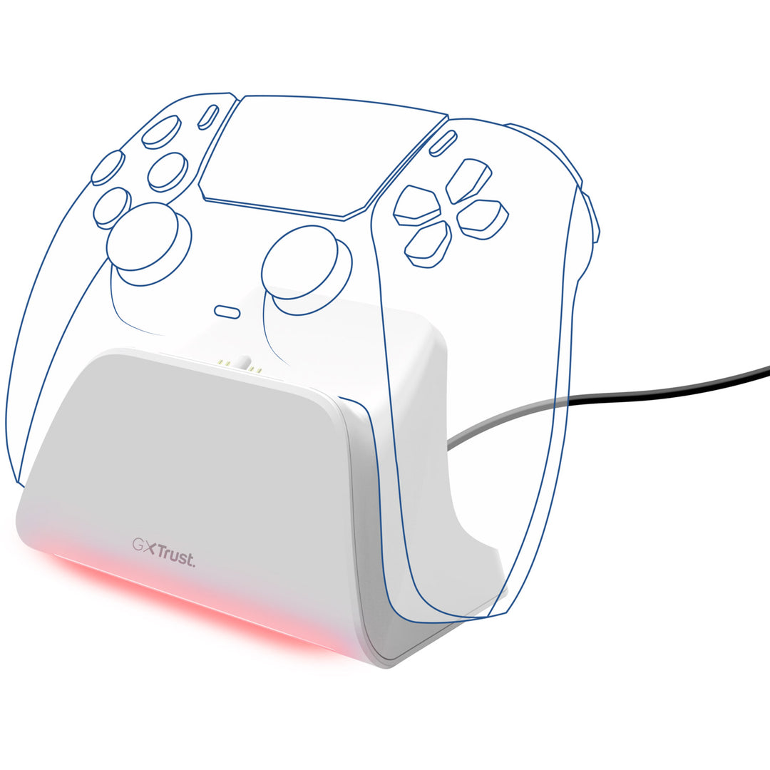 GXT 255W Snabbladdningsställ för PS5-handkontroll Vit