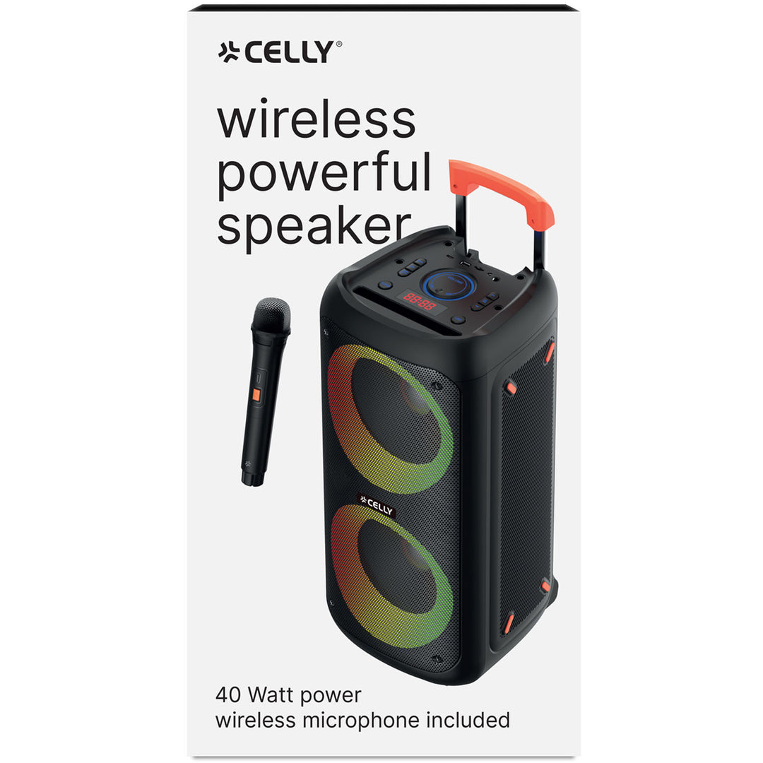 Partyspeaker 40W + 2 trådlösa mikrofoner