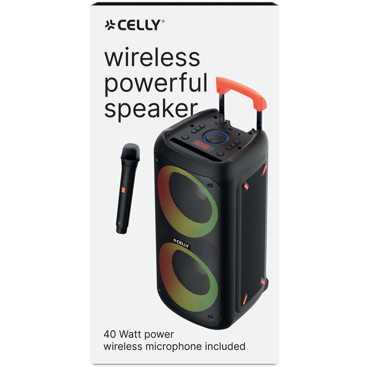 Partyspeaker 40W + 2 trådlösa mikrofoner