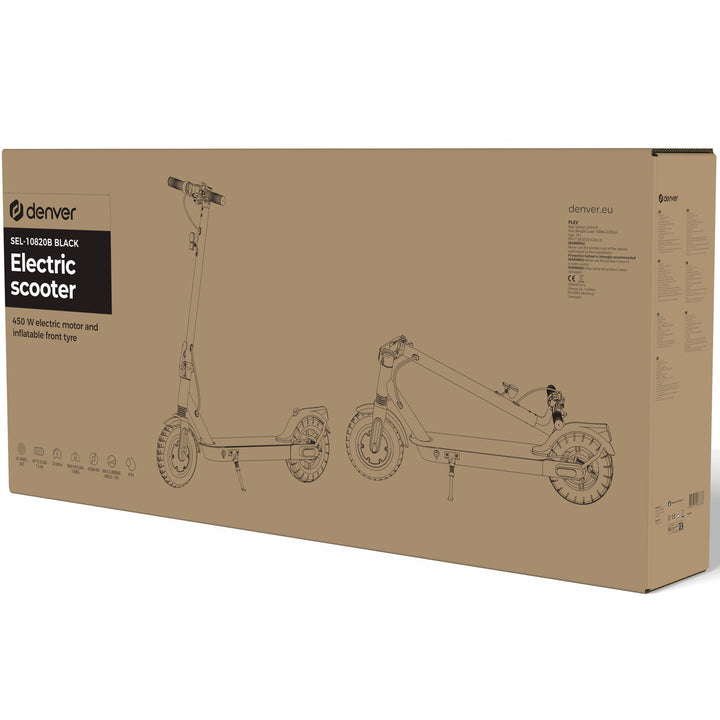 E-scooter 450W motor 20km/h 10" hjul IPX4 Svart