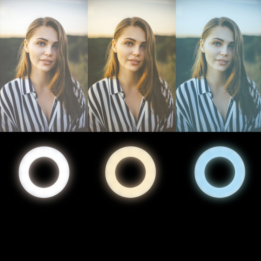 Ring light för smartphone Ø8,5 cm med klämma