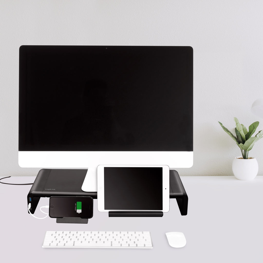Monitorställ 63 cm med USB-hub 3-port