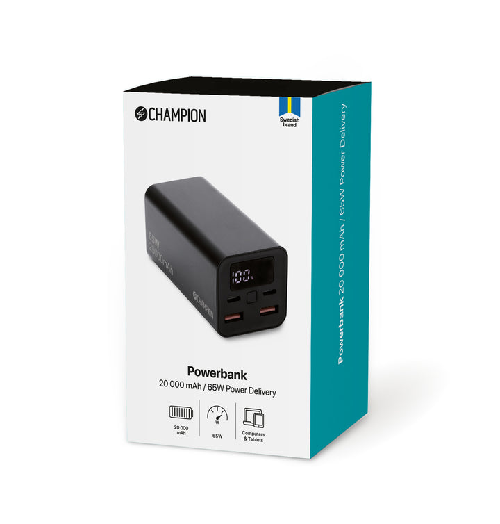 PowerBank 20.000 mAh 65W PD Svart
