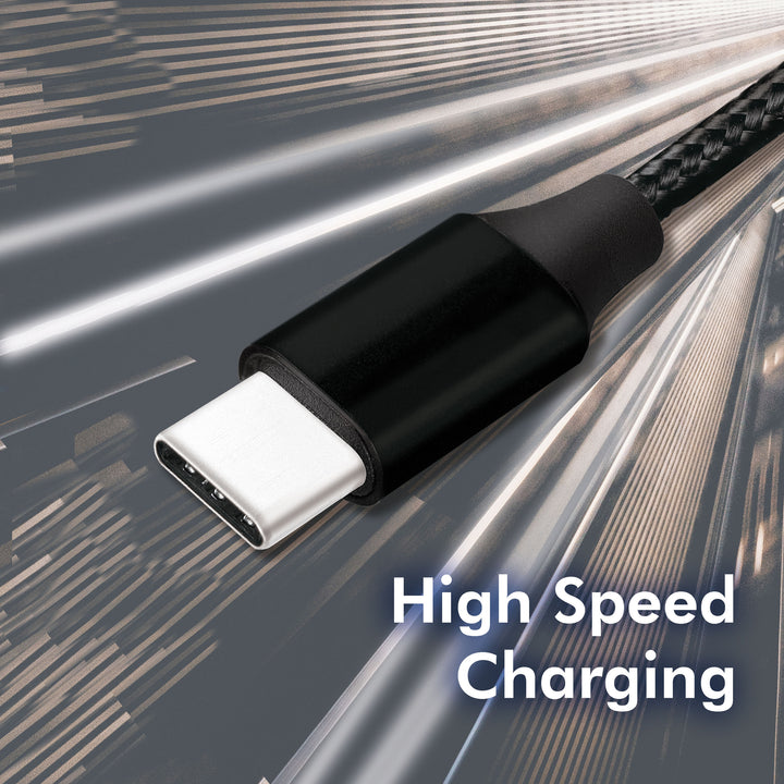 USB-USB-C Ladd/synk-kabel USB 2.0 15W 0,3m Textil