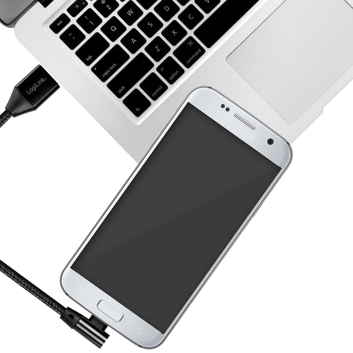 Vinklad MicroUSB-kabel USB 2.0 15W 1m