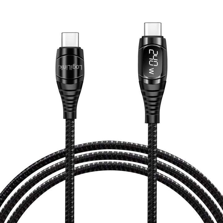 USB-C - USB-C-kabel med display USB 2.0 PD 3.1  240W 1 m Svart
