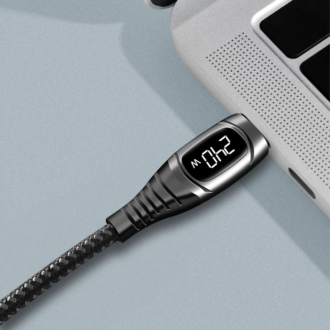 USB-C - USB-C-kabel med display USB 2.0 PD 3.1  240W 1 m Svart