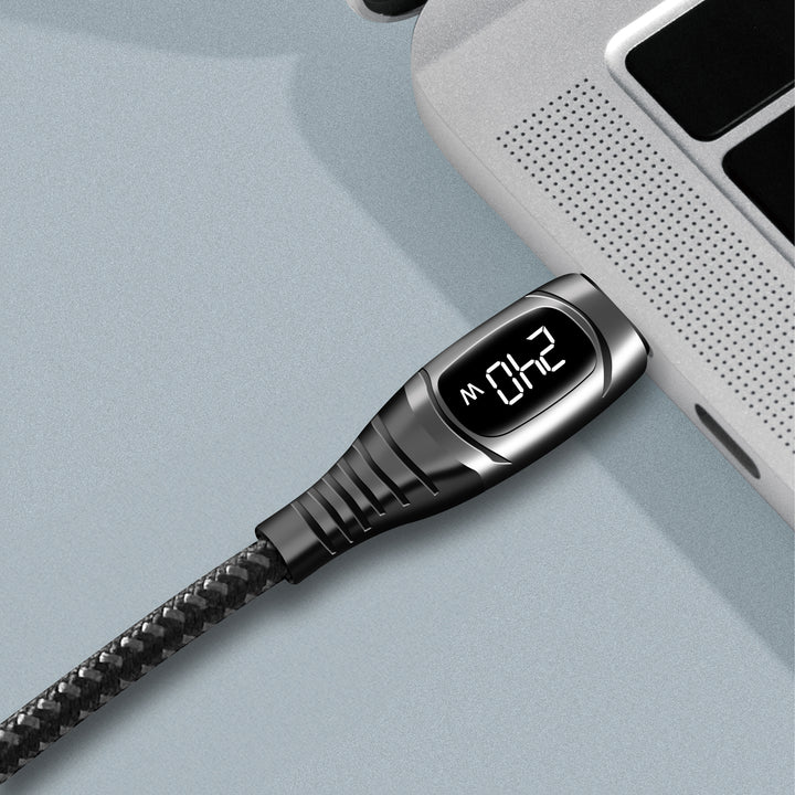 USB-C - USB-C-kabel med display USB 2.0 PD 3.1  240W 1 m Svart