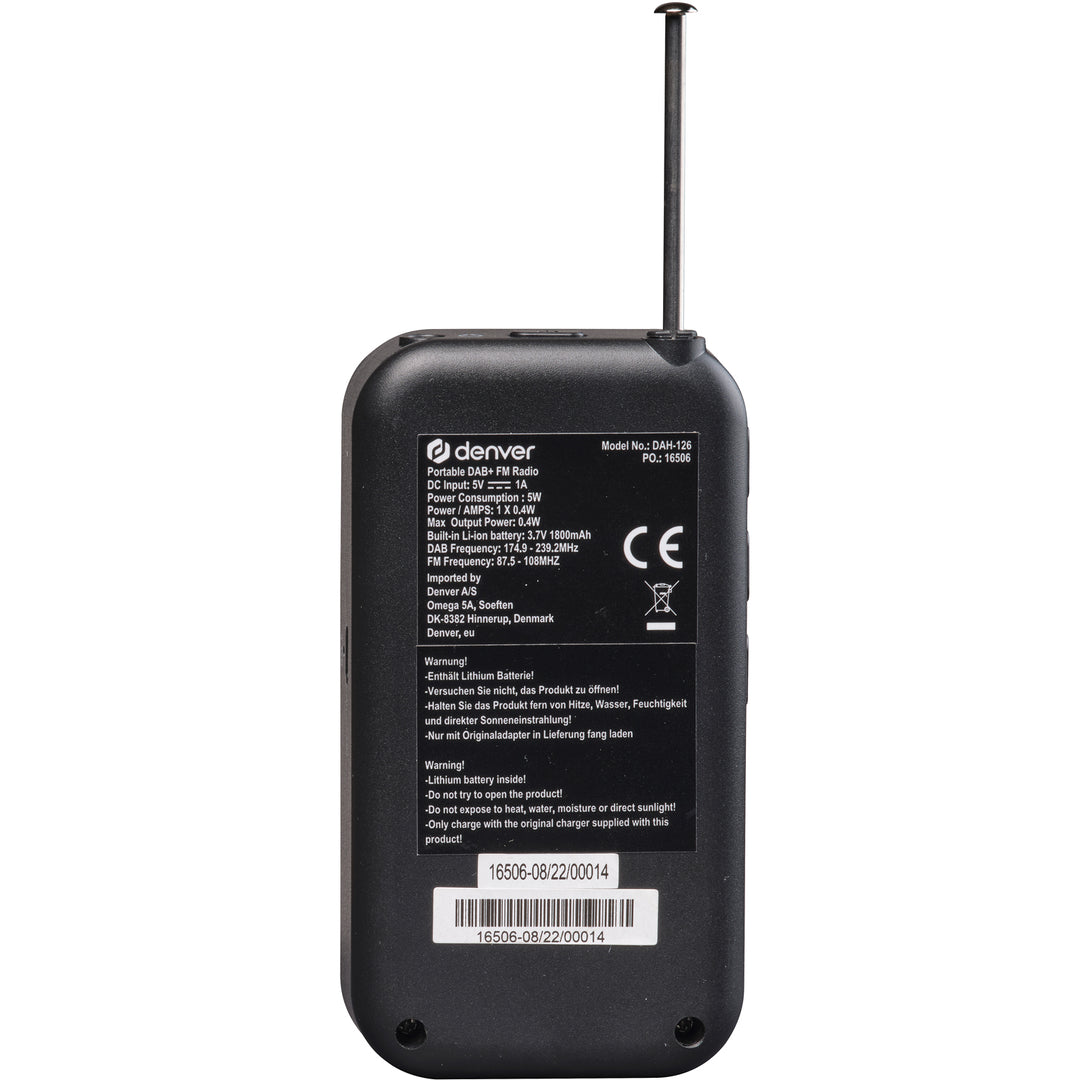 Radio DAB+/FM Pocket-modell Laddbart batteri DAH-126