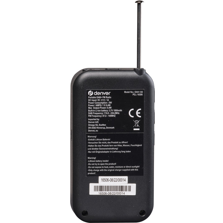 Radio DAB+/FM Pocket-modell Laddbart batteri DAH-126