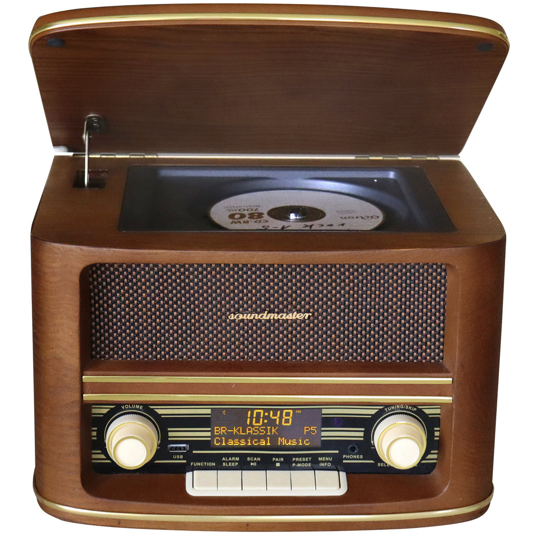 Musik-anläggning CD Radio Bluetooth Retro-design NR961 Trä