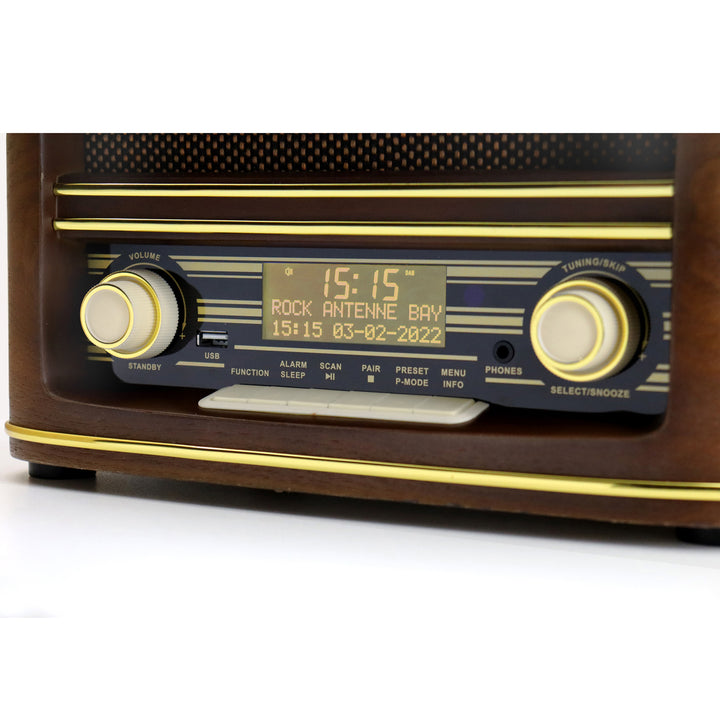 Musik-anläggning CD Radio Bluetooth Retro-design NR961 Trä