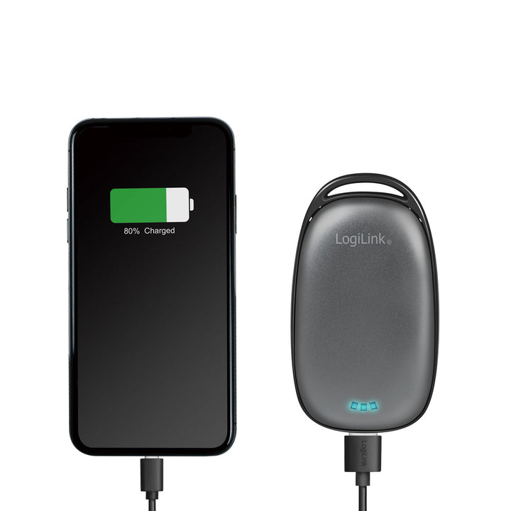 PowerBank 4.000 mAh 10W Handvärmare Metallgrå