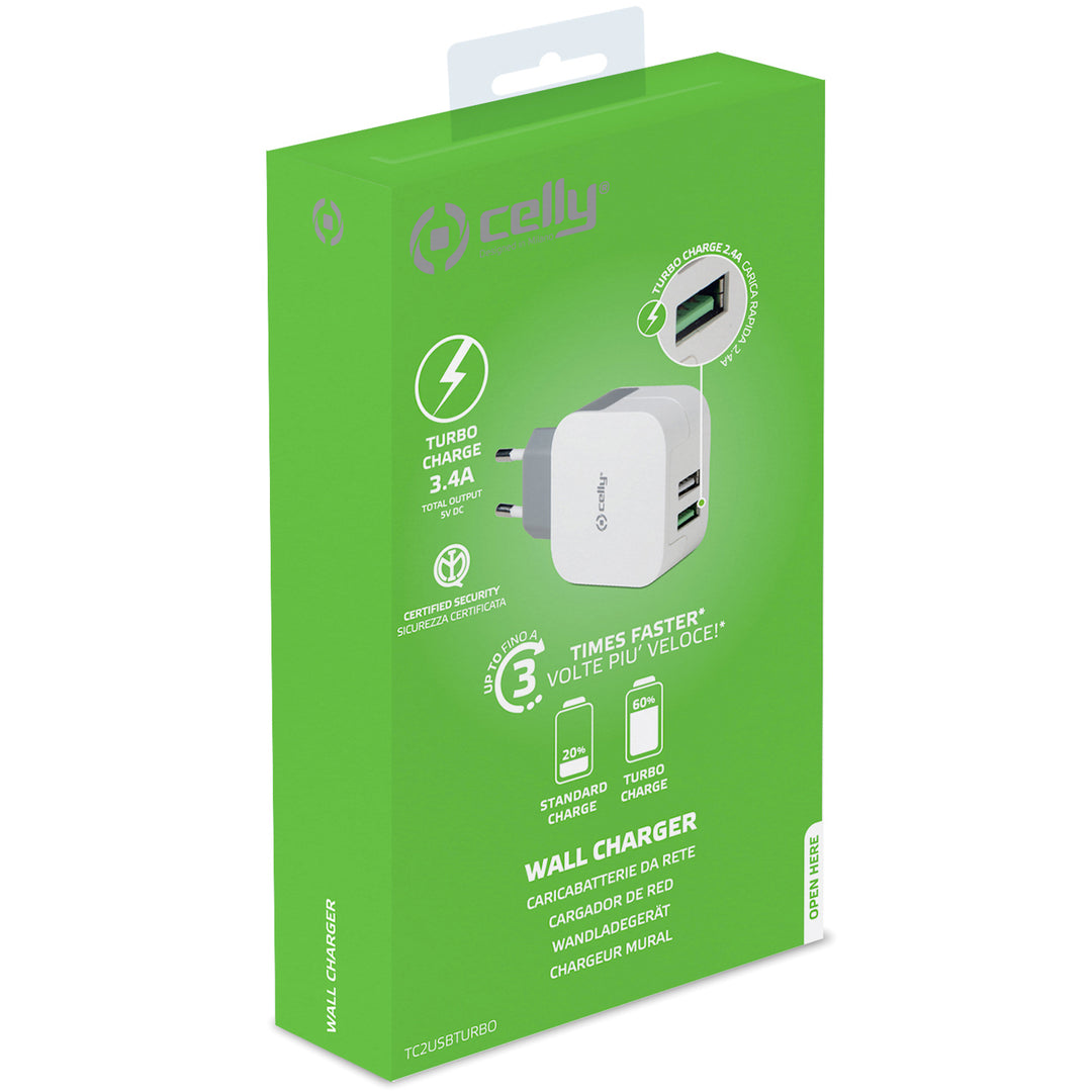 USB-laddare 2xUSB 3,4A (17W)
