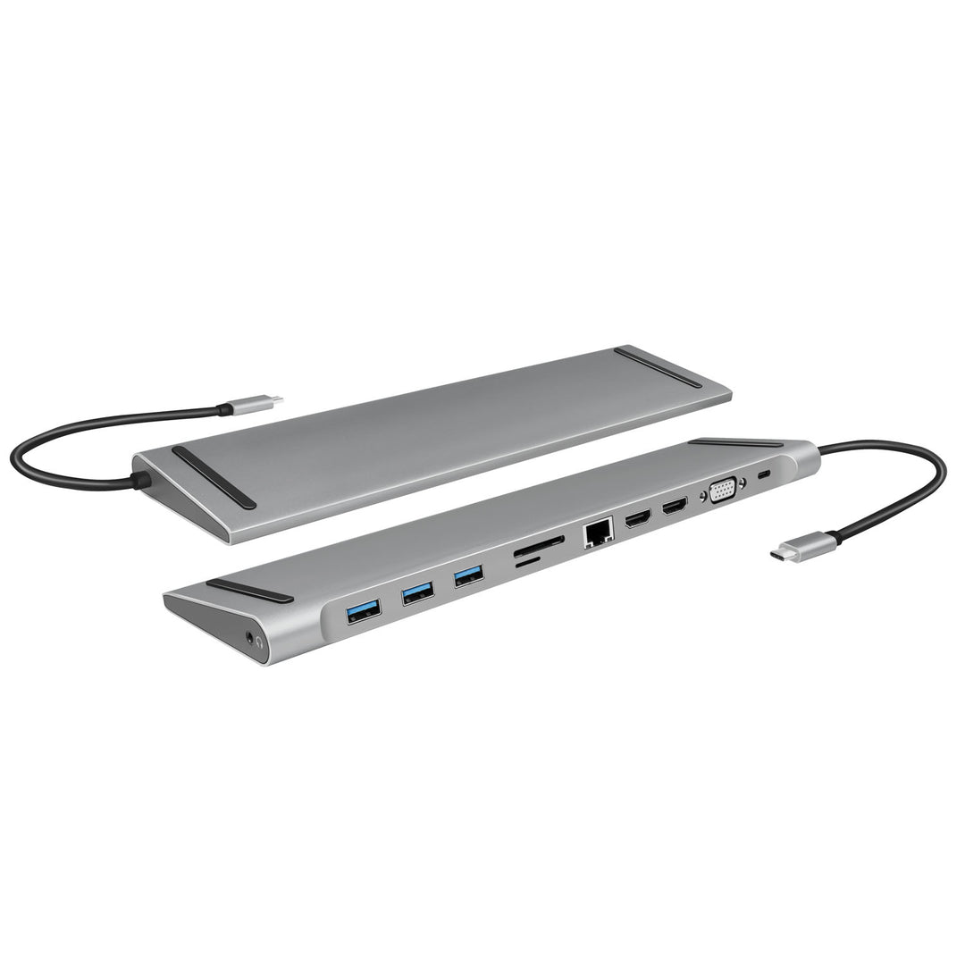 USB-C-docka 11-i-1 HDMI/VGA/RJ45/USB-C 100W