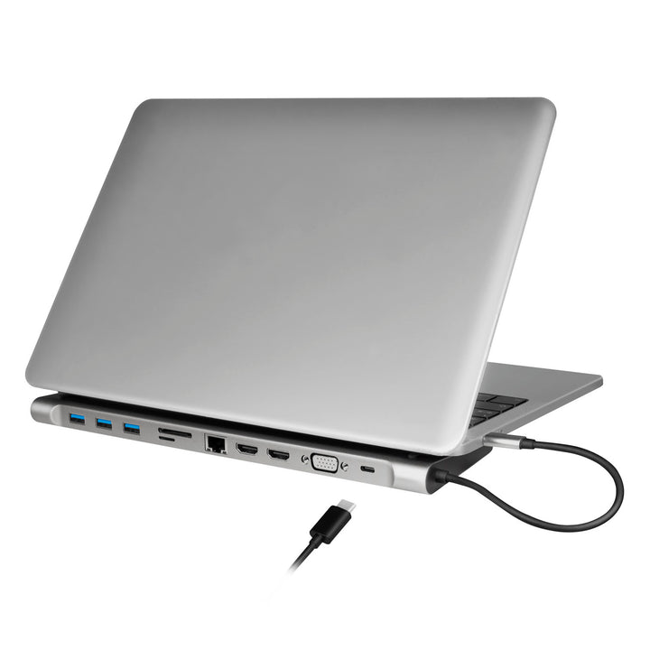 USB-C-docka 11-i-1 HDMI/VGA/RJ45/USB-C 100W