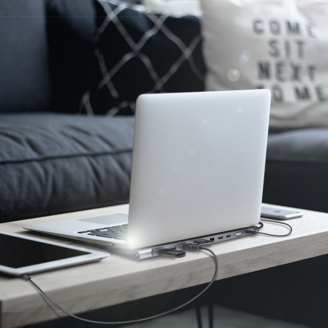 USB-C-docka 11-i-1 HDMI/VGA/RJ45/USB-C 100W