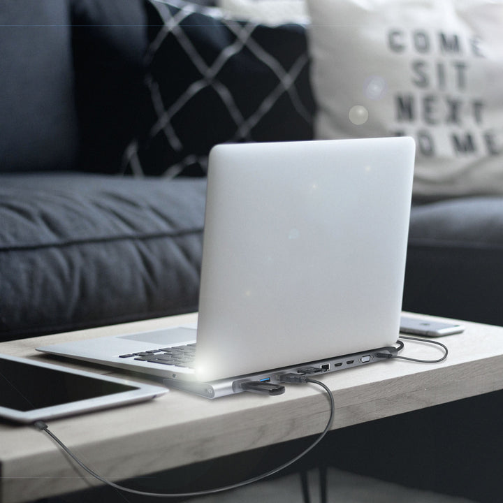 USB-C-docka 11-i-1 HDMI/VGA/RJ45/USB-C 100W