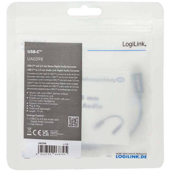 USB-C 3,5mm-ljudadapter m DAC 13cm nylonkabel