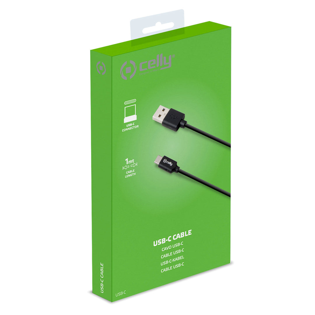 Ladd-/Synk USB -> USB-C Max 15W 1 m Svart